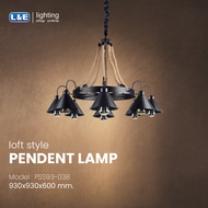 LUMAX โคมไฟแขวนเพดาน Loft Style โลหะ และ เชือกถัก รุ่น Roper สีดำ