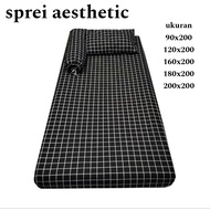 HITAM Aesthetic Box Bed Sheet | Black Square Bed Sheet | Bed Sheet Size 120 | Bed Sheet Size 90 | Ae