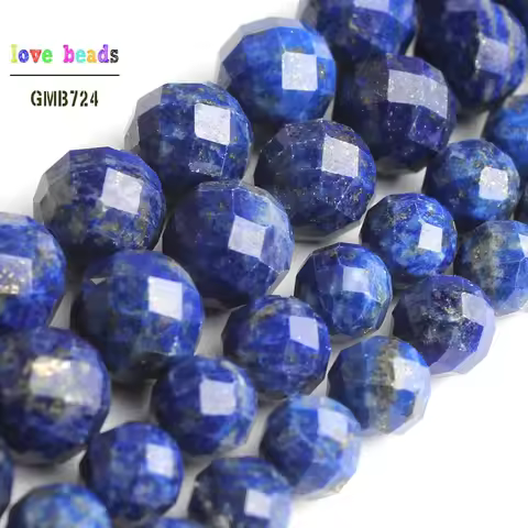 AA+ Natural Faceted Lapis Lazuli Stone Round Beads for Jewelry Making Diy Bracelet Necklace 7.5'' st