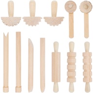 12Pcs Clay and Dough Tools Play Accessories Includes Rollers Hammer Pack Wood Pottery Tools Stamps f