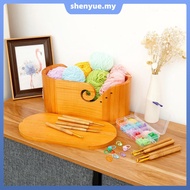 Oval Yarn Bowl with Lid Wood Crochet Yarn Holder with Curved Slot for Knitting Lover SHOPSBC6945