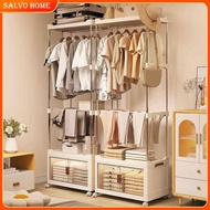 Salvo Clothes Storage Rack Floor Hanger Storage Cabinet Combination Open Wardrobe Rack With Wheels