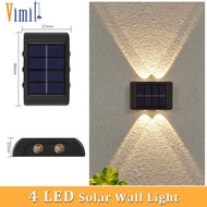 Vimite 4Led โซล่าเซลล์สวน Solar Garden Lights Outdoor Waterproof Original Automatic Sensor ไฟหน้าบ้าน โคมไฟติดผนัง Up and Down Decoration Fence Light for House Courtyard Stairs Balcony