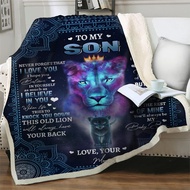 A Letter From Mom To My Son 3D Fully Lion Printed Quilts Cover Soft Flannel Throw Blankets Birthday 