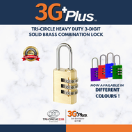 Tri-Circle Solid Brass High Security 3-Digits Combination Padlock Luggage Lock Locker Lock