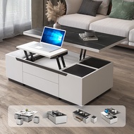 Multifunctional Coffee Table Dining Table Dual-use Lifting Foldable Nordic Marble Coffee Table Creative Tempered Glass Table With TV Console Cabinet