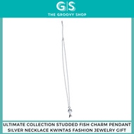 Ultimate Collection Studded Fish Charm Pendant Silver Necklace Kwintas Fashion Jewelry Gift