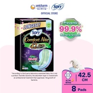 SOFY Comfort Nite Anti Bacterial Cottony Soft Night Slim Wing Sanitary Pad 35.5cm/42.5cm
