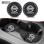 Sieece Carbon Fiber Car Cup Holder Mat Silicone Anti Slip Pad For Nissan Note GTR Qashqai Serena NV3
