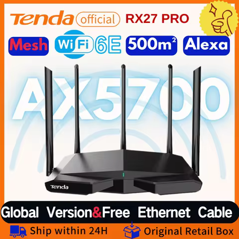 Tenda WiFi6 Router AX5700 2.4G&5G&6Ghz Full Gigabit Wi-Fi 6E router 1.7Ghz CPU MU-MIMO Mesh Repeater
