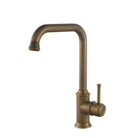 Deck Mounted Kitchen Faucet Black Brass Hot and Cold Water Mixer Crane Single Hole Chrome Antique Br
