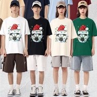 Boys' Black Soccer Football Christmas Lights T-Shirt with Santa & Goalpost Print - Breathable Lightw