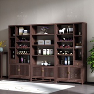 New Chinese Style Furniture Solid Wood Wine Rack Red Wine Cabinet Elm Wood Bogu Wine Cellar Wine Cel
