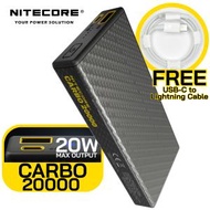 NITECORE - CARBO20000 超輕碳纖+18w PD雙向快充+QC3.0 外置充電器, IPX5防水