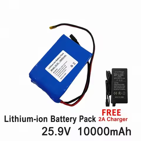 for Lede 24V 10Ah 7S Lithium Battery Pack 25.9V 29.4V 10000mAh with Protection Board and Charger