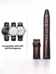 Woalmorn | Mens Genuine Crocodile Leather Watch Band Non-Original Model IWC Portuguese 7 Timer Berto