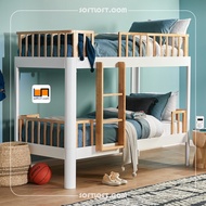 Solid Wood Preston Bunk Bed Double Decker Frame Raw Wood Loft Bed Toddler Katil 2 Tingkat Single