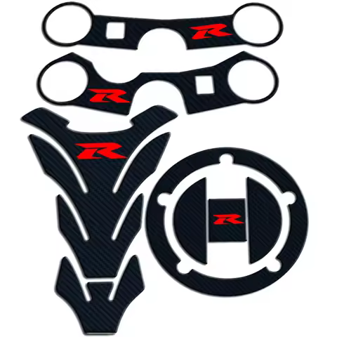 Carbon Tank Cap Sticker Tank Pad Fork Triple Tree Upper Clamp Decal For SUZUKI GSXR GSX-R 600 750 10