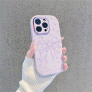 Purple Big Bow Floral Suitable for 16 Phone Case iPhone14promax Oval Fat Pier 15/13
