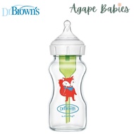 DRB-FS-WB91622-CH Dr Brown's 9 OZ/270 ML Glass Wide-Neck "OPTIONS+" Bottle W/L3 Nipple,1 Pack - Fox