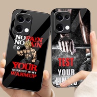 Bodybuilding Gym Fitness 03 Glass Phone Case For Oppo A54 A74 4G A79 5G A94 A3X Reno 11 12 13 11F 12
