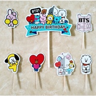 Topper toper cake skewer decoration tumpeng birthday rice cake happy birthday character bt21 bt 21