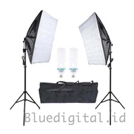 Lighting studio mini : 2 softbox + stand+ 2 bohlam