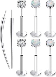 F136 Titanium 20G 18G 16G Nose Rings Studs Threadless Flat Back Earrings Surgical Implant Grade Lip 