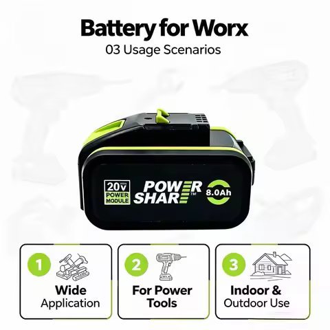 For WORX 20V 3.0Ah/5.0Ah/6.0Ah/8.0Ah 4 pin WA3016 WA3023 WA3027 Li-ion Battery for WORX Cordless Pow