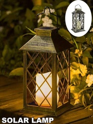 1個太陽能掛燈,閃爍無火蠟水響led燈,適用於花園、桌面、庭院、戶外派對裝飾