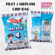❤ Siap 2 Hari ❤  Pilot / airplane Chip Bag / Birthday Goodies Bag / Party Chip Bag / Goodies Bag