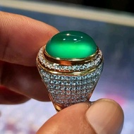 Natural Cincin Akik Bacan Gulau Ijo Botol Super Kristal Giwang Top HQ ring perak mewah