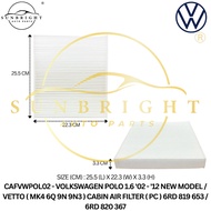 VOLKSWAGEN POLO 1.6 '02 - '12 NEW MODEL / VETTO ( MK4 6Q 9N 9N3 ) CABIN AIR FILTER ( PC ) 6RD 819 65