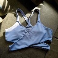 泰國瑜珈品牌 Walkingbee WB bra navy Size M 夢幻藍紫色設計款瑜珈背心運動內衣 皮拉提斯嬋柔空中瑜珈伸展重訓適用 二手 secondhand