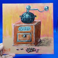 Coffee grinder Still life coffee Kitchen Food &amp; drink Original painting Artwork
