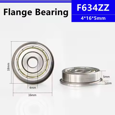 50pcs/100pcs F634ZZ RF1640ZZ 4*16*5mm flange deep groove ball bearing 4x16x5mm F634Z Flanged bearing