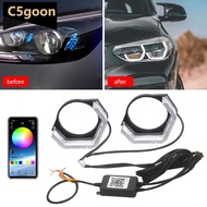 C5GOON Pair 2.5/3 Inch 5D Bluetooth APP Control Headlight Decoration Cover Angel Eyes Mask for BMW L