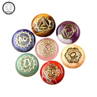 7 Chakra Crystal Disc Set ✨ Rainbow Yoga Meditation Stones | Round Flat Healing Palm Stones | Desk D
