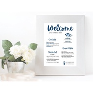 Airbnb Welcome Poster with House Rules, WiFi & Checkout Instructions - Editable Template for Hosts -
