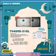 LEVANZO SUS316 HANDMADE SINK SINGLE 1.2mm [700x450x240mm] - SS (7045VS-316L)