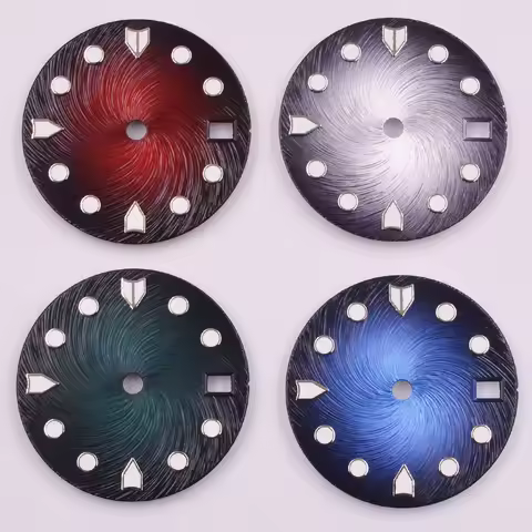 28.5mm Green Luminous Green/White/Blue/Red Sterile Watch Dial Fit NH35 NH36 Movement Parts Fit 3 o'c