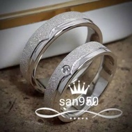 950 Silver Couple Rings for Engagement, Palladium, Platinum, White Gold, Elegant, Premium, SAN950 C8