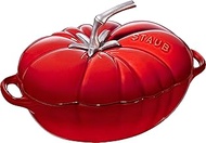 STAUB Cast Iron Dutch Oven 3-qt Tomato Cocotte, Made in France, Serves 2-3, Cherry