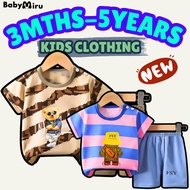 Kids Short Sleeve Clothing Set Baju Budak Lengan Pendek Baby Toddler Clothes 3 Months - 6 Years
