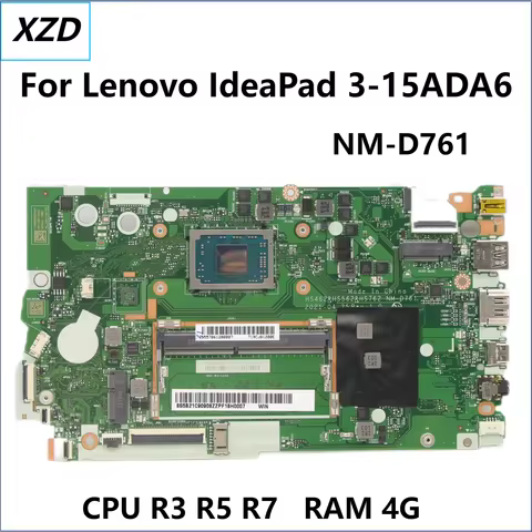 HS462 HS562 HS762 NM-D761 Mainboard For Lenovo IdeaPad 3-15ADA6 Laptop Motherboard with R3 R5 R7 AMD