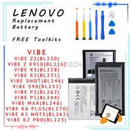 Battery Leenovo Vibe Z2 Z K910 X3 X2 Shot S90 P2 P1 Max K6 Plus K5 Note K2 Pro