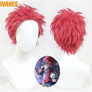 IVANES Demon Slayer Cosplay Wig, Fluffy Heat Resistant Akaza Cosplay Wig, Hair Accessories Synthetic