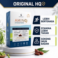 Amino9 All Natural Protein (15 Sachet) - Minuman Protein Whey & Pea | MCT, Kurma & Grapeseed