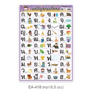 แผ่นความรู้พลาสติก ขนาด A4 แบบหัดอ่าน ก ไก่-ฮ นกฮูก  แบบหัดอ่านสระ-วรรณยุกต์ไทย