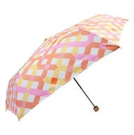 estaa - 日本直送 - 防UV 可愛 短傘 折傘 雨傘 Large Mini - 格子 橙色